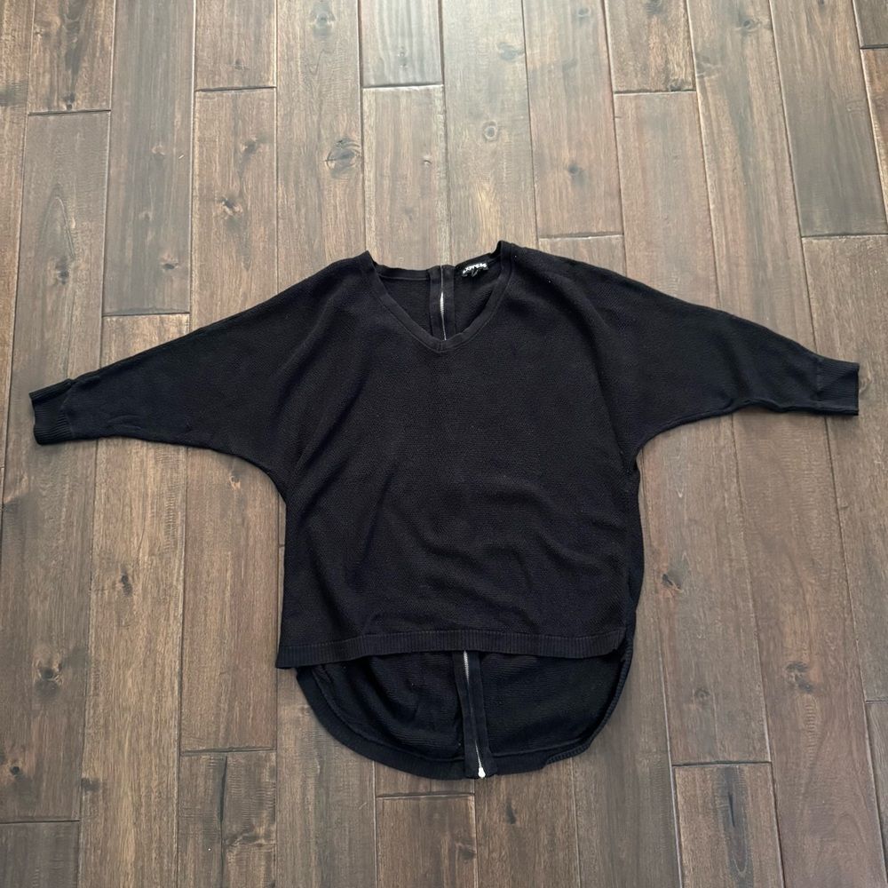 Express Black High Low Zipper Back Relaxed Fit Sweater S